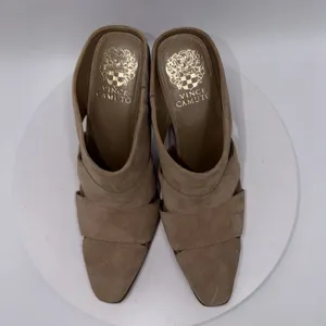 Vince Camuto Aimie Tan Suede Slip On Block Heels Mules Women's Size 8.5‎ thumbnail 6