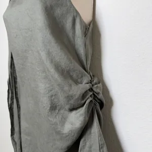 Zara Women 100% Linen‎ Mini Dress Green One Shoulder Macrame Fringe Tassel thumbnail 7