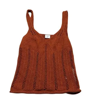 ✨🧶 Abercrombie &‎ Fitch Rust Open-Knit Sweater Tank Top M 🧶✨ thumbnail 1