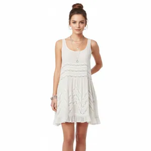 Free People White & Gray Polka Dot Sleeveless Lace Summer Dress XS thumbnail 6