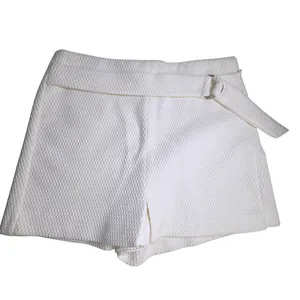 Zara Textured White High Waisted Skort Faux Belt Side Zip Mini A-Line thumbnail 3