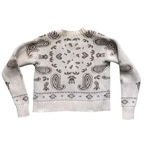 American Eagle Paisley Knit Cardigan XS Brown Cream Button Front Sweater thumbnail 3