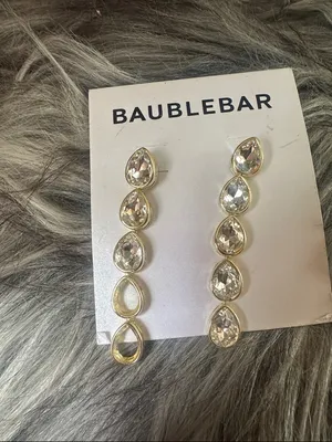 NWT BAUBLEBAR Diana Crystal Drop Earrings $48MSRP Flawed thumbnail 3