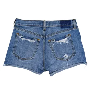 Abercrombie & Fitch Mom Shorts Mid Rise Size 0 Blue Denim Distressed 90s Retro thumbnail 2