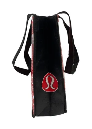 Lululemon Friends are More Important Than Money Shopping Tote Bag Red Black thumbnail 5