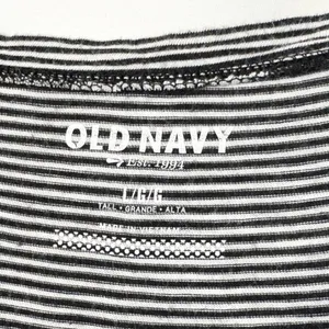 Old Navy Large Top Tall‎ Black White Striped Ruffle Henley Long Sleeve Y2K 1194 thumbnail 5