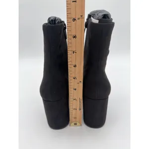Mango Minimalist Black Vegan Suede Classic Elegance Ankle Block Heel Boots 7.5 thumbnail 5