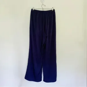 & Other Stories Leopard Print Jacquard Satin Wide Leg Pants NWT Navy Size 6 $79 thumbnail 6