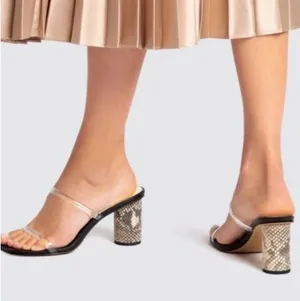 Dolce Vita Clear-Strap Sandals with Snake-Print Block Heel thumbnail 1