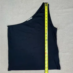 Madewell One-Shoulder Ribbed Tank Top Womens XL Black Slim Stretch Fitted thumbnail 6