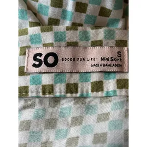 SO Goods for Life Green Checkered Skater Mini Skirt High Rise Small JG2UY001RP thumbnail 3