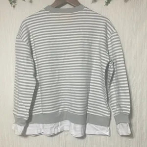 Cali Be Gray New Sweatshirt Striped Layered Oversized Medium thumbnail 5