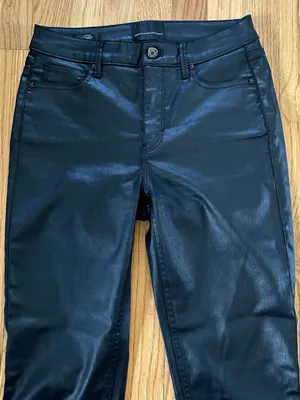 White House Black Market High-Rise Coated Skinny Jeans Black Size 4 thumbnail 4