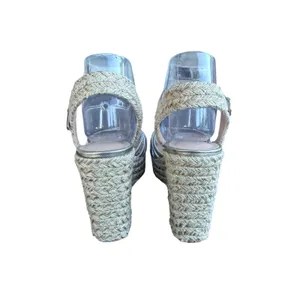 MIA Silver Metallic Espadrille Wedge Platform Sandals Womens 8M bohemian thumbnail 6