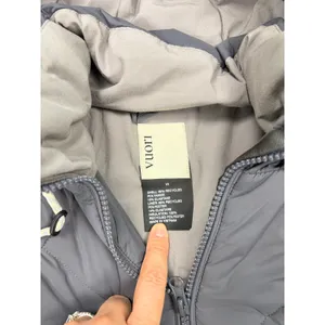 Vuori womens short gray puffer coat with hood. Size XS. winter coat, ski lodge thumbnail 2