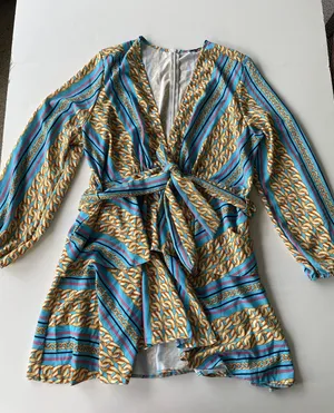 Zack Curve Chain Print Ruffle Mini Dress Plus Size 16 thumbnail 4