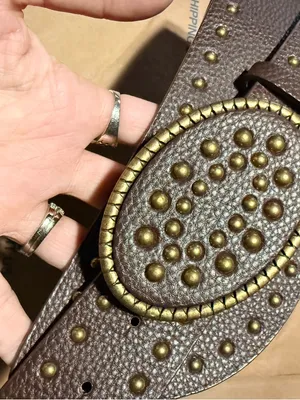 Vintage corset style Brown Studded statement Leather Belt L/XL‎ boho thumbnail 3