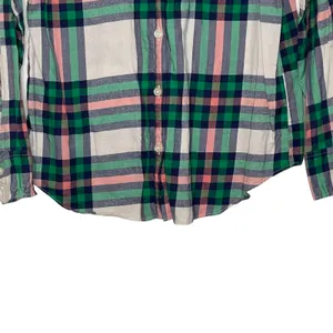 J. Crew‎ Flannel Shirt Size XS Boy Fit Green Pink White Plaid 100% Cotton Womens thumbnail 5