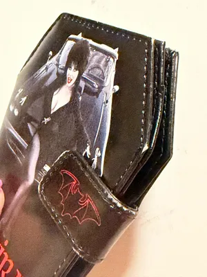 Elvira Mistress of the Dark coffin shaped fold wallet, faux leather 5.6"x4" thumbnail 7