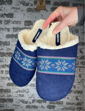 Lands end | blue Sherpa lined slippers thumbnail 1