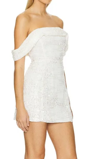 Line & Dot Gleam Mini Dress Ivory‎ Bridal Shower Bachelorette Party Dress MD New thumbnail 1