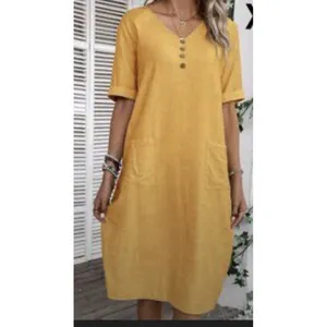 Emory rose M Yellow Midi Length Pockets Buttons‎ Sheath Overaize Size M thumbnail 5