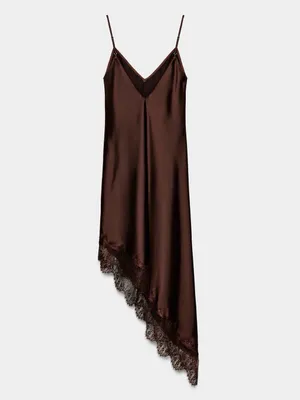 Nwt Zara Satin Effect Lace Dress Size S thumbnail 6