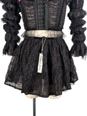 NEW For Love and Lemons romantic gothic coquette corset top mini skirt Set thumbnail 9