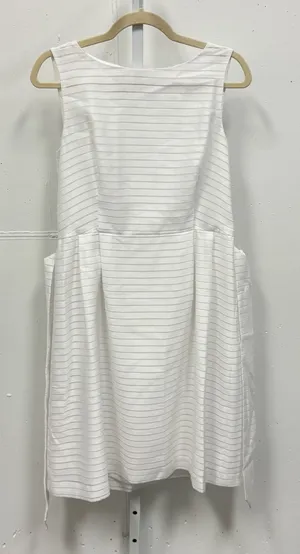 Anne Klein White Horizontal Stripe Sleeveless Fit and Flare Belted Dress Size 10 thumbnail 1