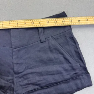Alice + Olivia Navy Blue Linen Blend Cuffed Mini Shorts Size 0 C000184541‎ thumbnail 4