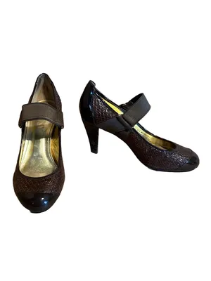 Dkny Brown Patent Leather Snakeskin-Embossed Mary Jane Shoes (5.5) thumbnail 3