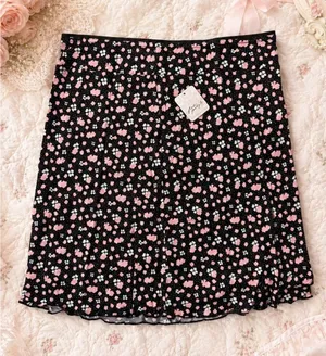 Free People Floral Mini‎ Slip Skirt NWT Black Motif Pink Ditsy Print Size 4 thumbnail 1