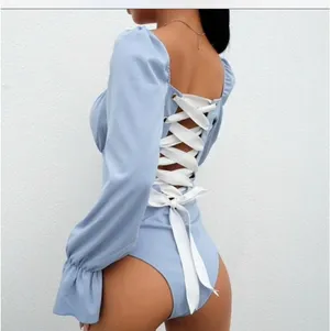 Lace up bodysuit Blue thumbnail 2
