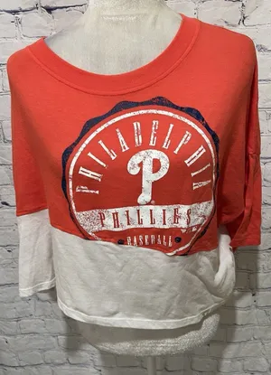 Fanatics Branded Women's Red/White Philadelphia Phillies Crop Tee Large thumbnail 1