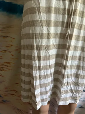 Calvin Klein Beige & White Striped Knit Dress with Mesh Yoke SZ 8 NWT thumbnail 6