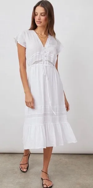 Rails white flowy tiered short sleeve cotton midi dress L. thumbnail 1