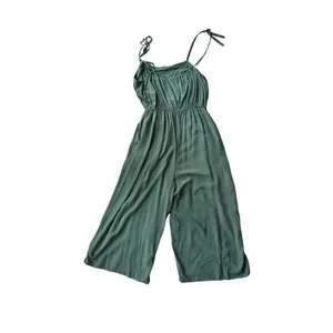 Gap Olive Green Wide Leg Cami Jumpsuit Medium Tie Strap 100% Viscose Pockets thumbnail 3