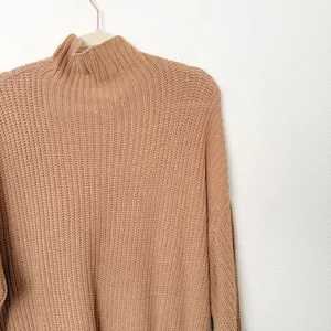 [American Eagle] Tan Oversized Boxy Turtleneck Ribbed Knit Sweater Sz Large L/XL thumbnail 9