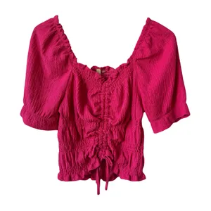 Anthropologie Pilcro Ruched Puff Sleeve Top Sz M thumbnail 1