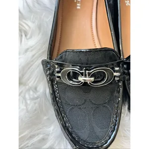 Coach Fortunata Buckle Loafers Size 7.5 B Signature Print Patent Leather Trim thumbnail 2