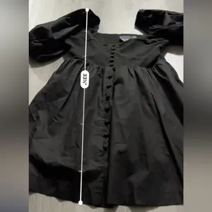 Anthropologie Maeve Puff Sleeve Smocked Button Front Black Mini Dress Size L NWT thumbnail 10
