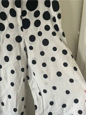 Chico's Black White Polka Dot Wide Leg Pants Medium Resort Coastal Office Summer thumbnail 3