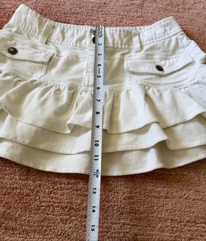 East of LA Ivory Ruffle Cargo Mini Skirt Size 3/XS Cotton Stretch Y2K thumbnail 4