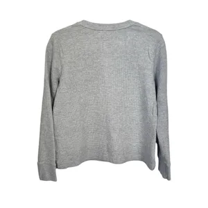 Lands’ End Womens Sz XS (2-4) Gray Waffle Knit Long Sleeve Henley Shirt Top thumbnail 6
