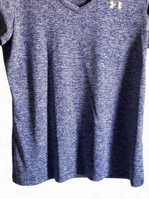 Under Armour Women’s Heathered Navy-Blue V-Neck Performance Tee size medium thumbnail 4