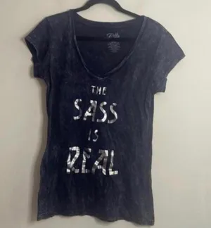 Cold Crush 100% Cotton the sass is real graphic burnout shirt thumbnail 1