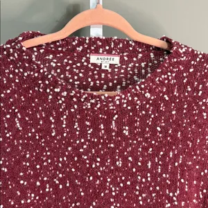 Andree by‎ Unit Bobble Speckled Sweater Size M Maroon White Oversized Cozy Knit thumbnail 2