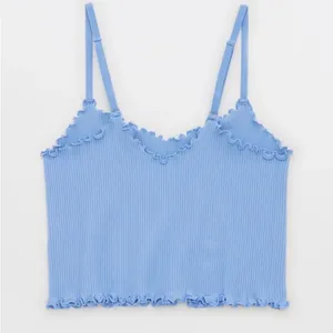 Aerie Real Good Seamless Rib Corset Bra‎ Top Light Blue thumbnail 7