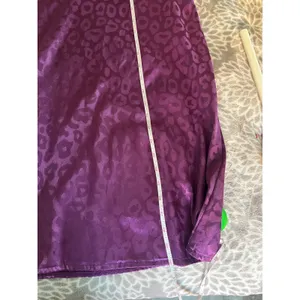 SheIn Satin Maxi Skirt size XS Purple Leopard High Rise A-Line Office Chic‎ Jewel Tone thumbnail 5