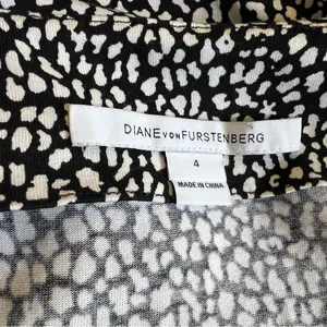DVF Julian Two Wrap Dress Black White Cotton Silk Size 4 thumbnail 7